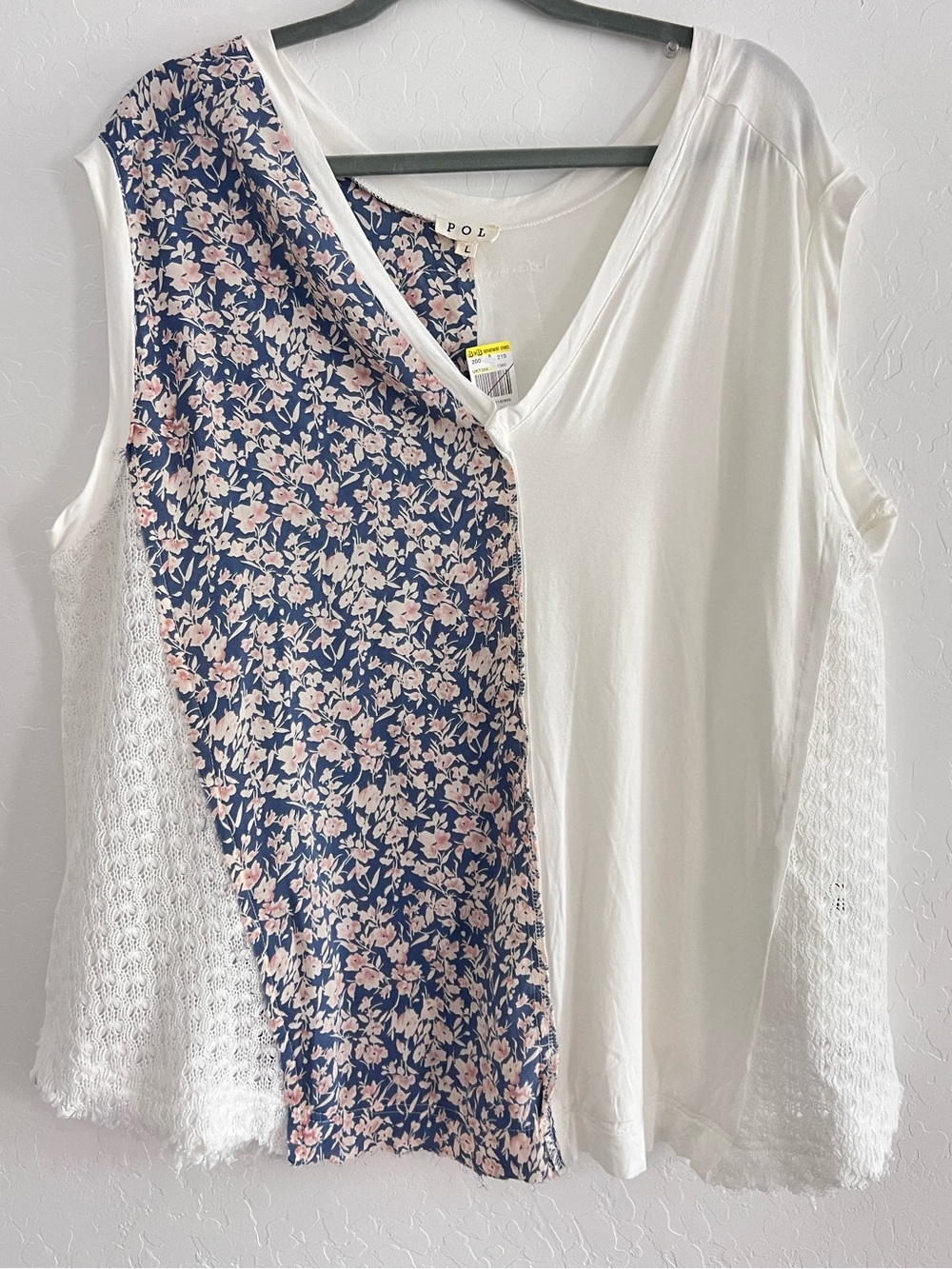 NWT POL Casual Patchwork Floral Knit Tee